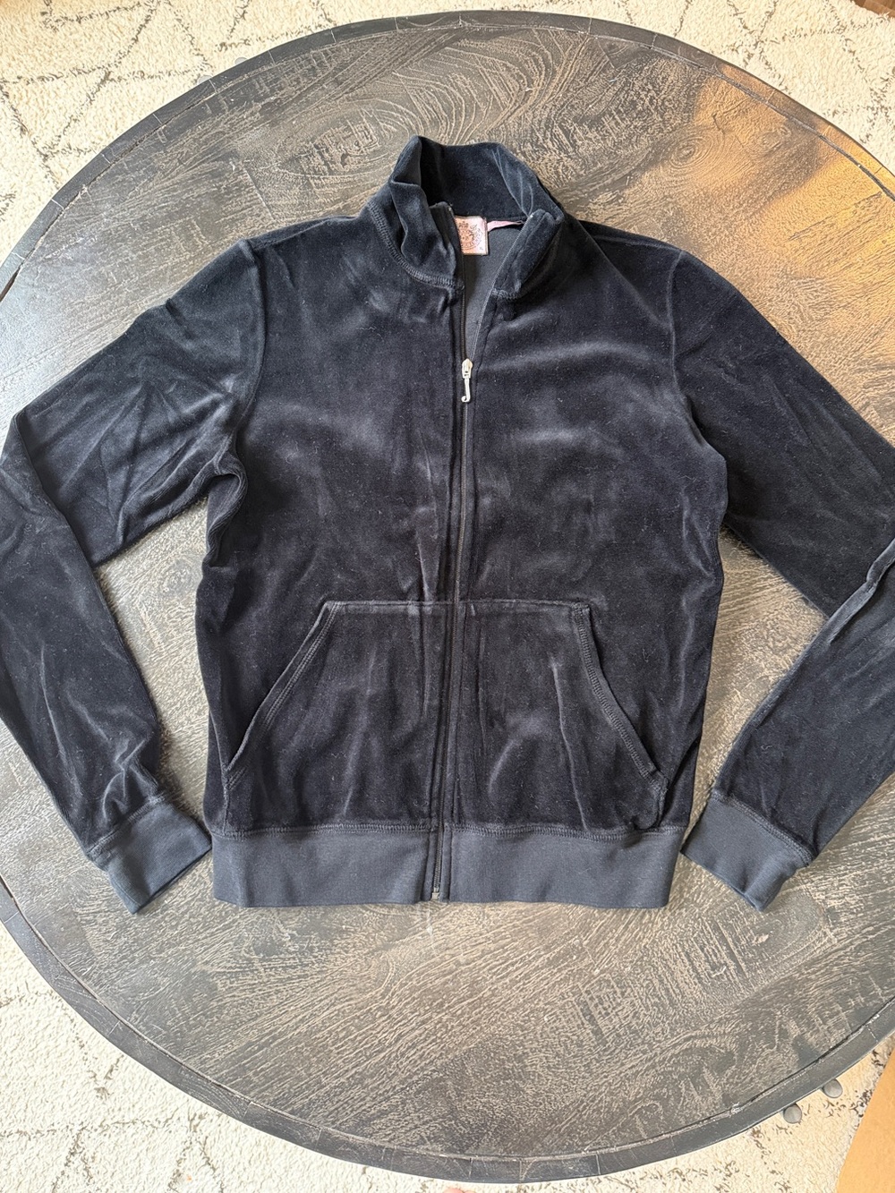 Y2K Juicy Couture Black Velour Zip-Up Jacket